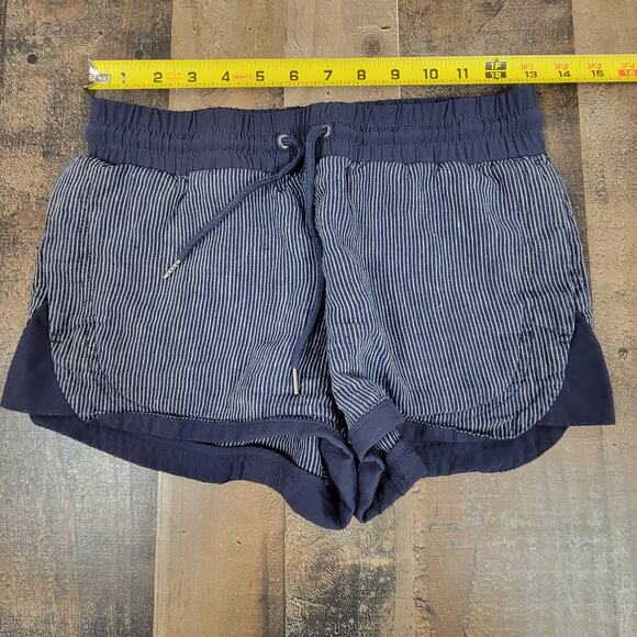 Athleta Womens 2 Beachside Bali Navy Blue‎ Pin Striped Linen Shorts 211109-01 - Picture 4 of 5